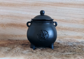 Witch Cauldron Tealight Holder with Pentagram Design