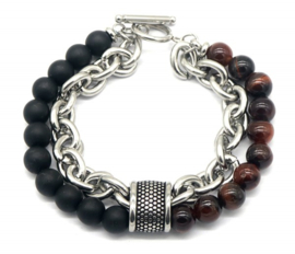 Layerd armband met Tiger Eye kralen