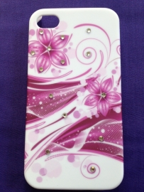 Wit hoesje met roze bloemen