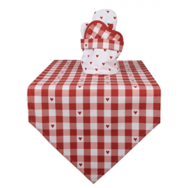 Tafelloper Love It hartjes rood/wit