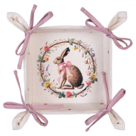 Broodmandje haas en roosjes roze