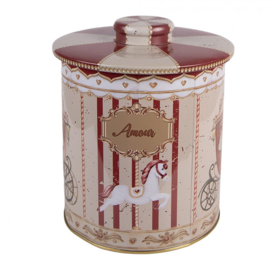 Nostalgisch bewaarblik rood/beige 15*17