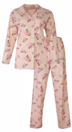 Dames pyjama door knoop roosjes roze