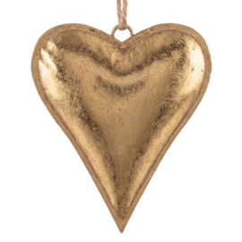 Metalen hart hangend goud (M)19*3*16