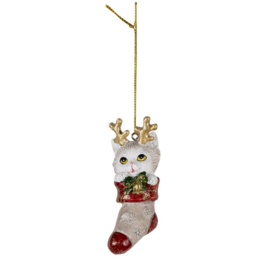 Kerst decoratie hanger Kerstsok met kat