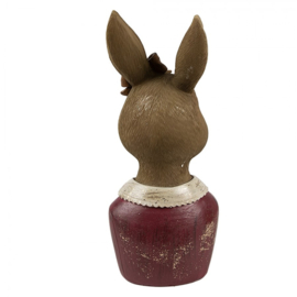 Decoratie konijn buste bordeaux rood 7*17
