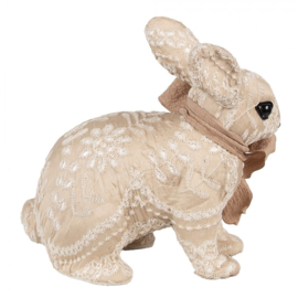 Decoratie konijn textiel beige 26*15*23