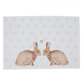 Stoffen placemats (6) Bunnies in Love
