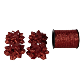 Kado-inpakset met lint en strikken (5) rood