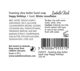Schuimende sheaboter handzeep Happy Holidays (Kerst) 520ml