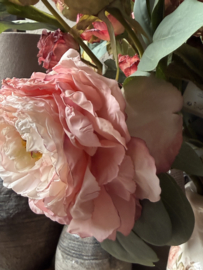 Kunstbloem Pioenroos met 2 zijtakken roze 62cm