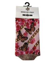 Dames sokken vlinders roze mt. 36-38