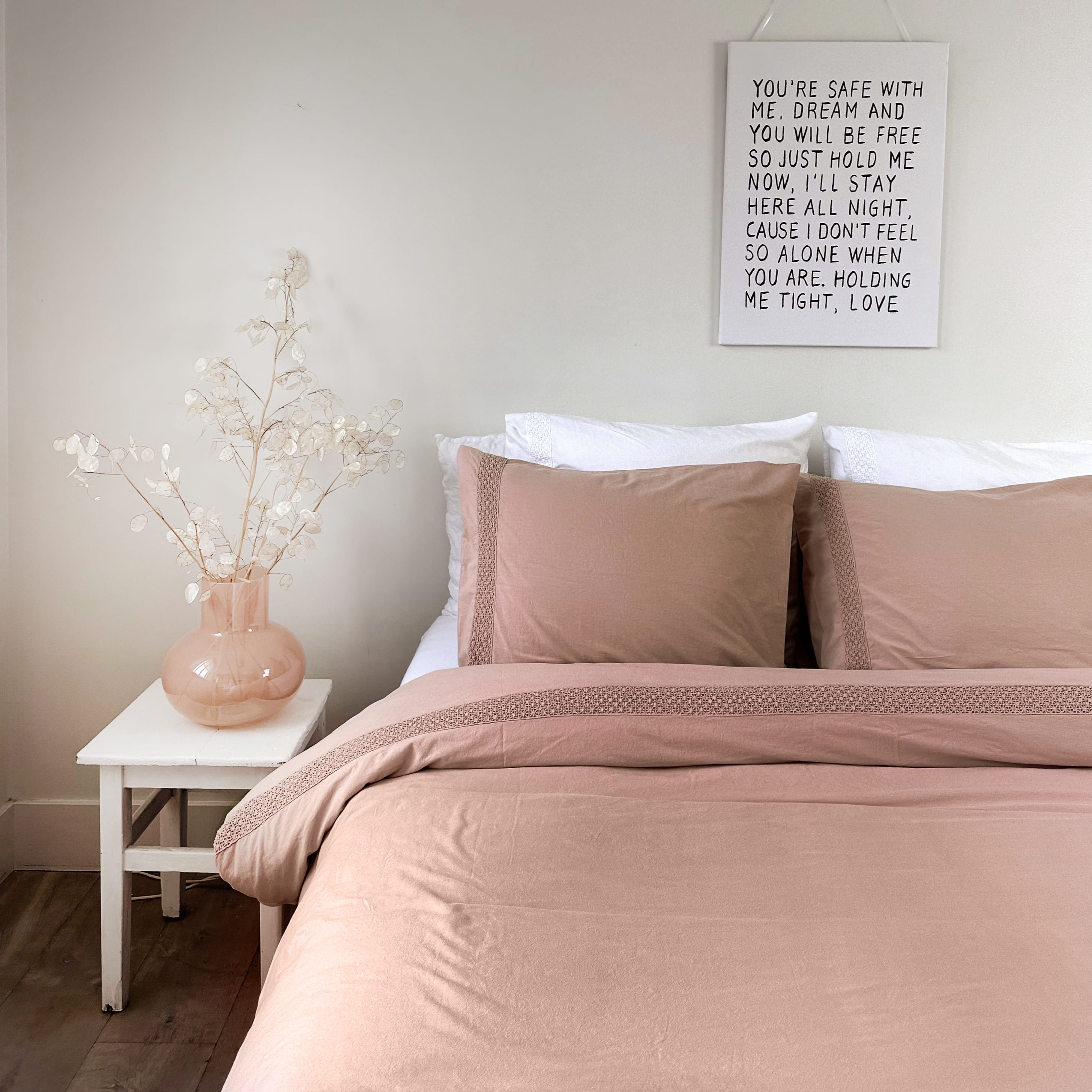 Landelijk dekbedovertrek Maryland oudroze 240*220