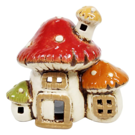 Waxinelichthouder paddenstoelen huis 17*12*16