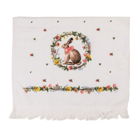 Gastendoekje haas en roosjes roze 40*66