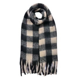 Winter sjaal geruit zwart/grijs/wit