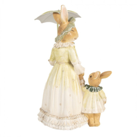 Decoratie moeder konijn met kindje en paraplu