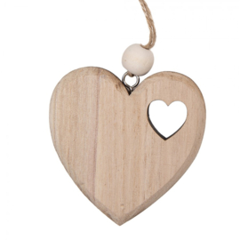 Houten hartje hanger 10*10