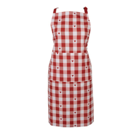 Keukenschort Love It hartjes rood/wit
