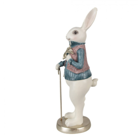 Decoratie konijn man met wandelstok 32 cm