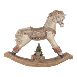 Kerstdecoratie hobbelpaard roosjes 55*14*46
