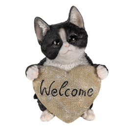 Decoratie kat Welcome hart