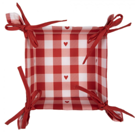 Broodmandje Love It hartjes rood/wit