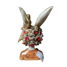 Decoratie buste konijn met bloemen 22*22*35