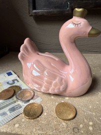 Spaarpot zwaan roze 11*7*12