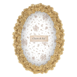 Ovale fotolijst bloemen mat goudkleur 10*15