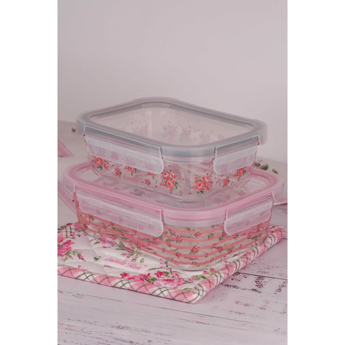 Set van 2 glazen schalen roosjes Bella
