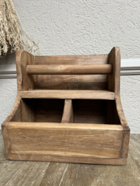 Houten keukenrolhouder met 2 vakken 27*28*20