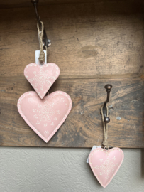 Decoratie hanger ijzeren hart roze  14*4*14