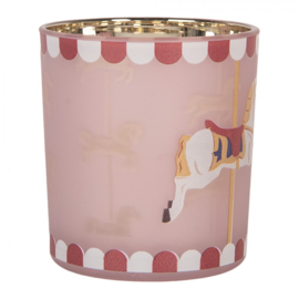Waxinelichthouder Kerst paard roze 7*8