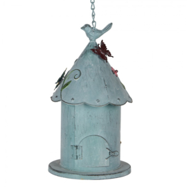 Decoratie vogelhuis bloemen en vlinders 16*19*29