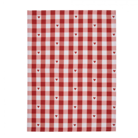 Keukendoek Love It hartjes rood/wit model 2
