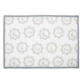 Stoffen placemats (6) wit/grijs kat