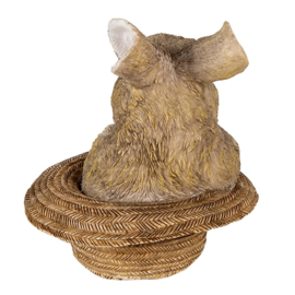 Decoratie konijn in strooien hoed