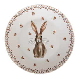 Ontbijt/gebaksbord Rustic Easter Bunny 20 cm