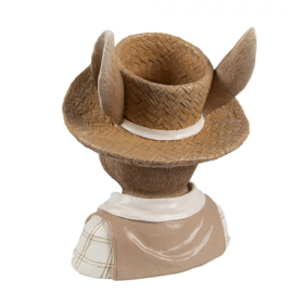 Decoratie meneer konijn met stro hoed 15*15