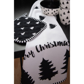 Keukendoek kerstboom wit/zwart