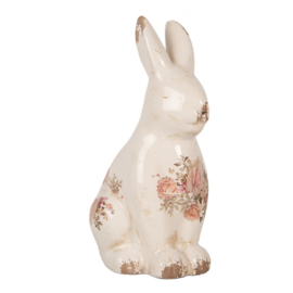 Decoratie konijn met rozen 13*10*22
