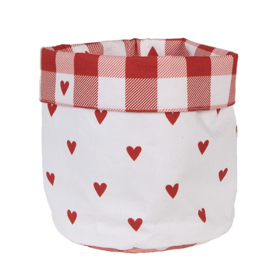 Rond broodmandje Love It hartjes rood/wit