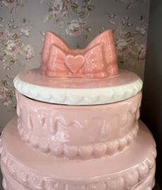 Voorraadpot taart roze keramiek 13*15
