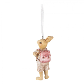Decoratie hanger konijn jongen roze