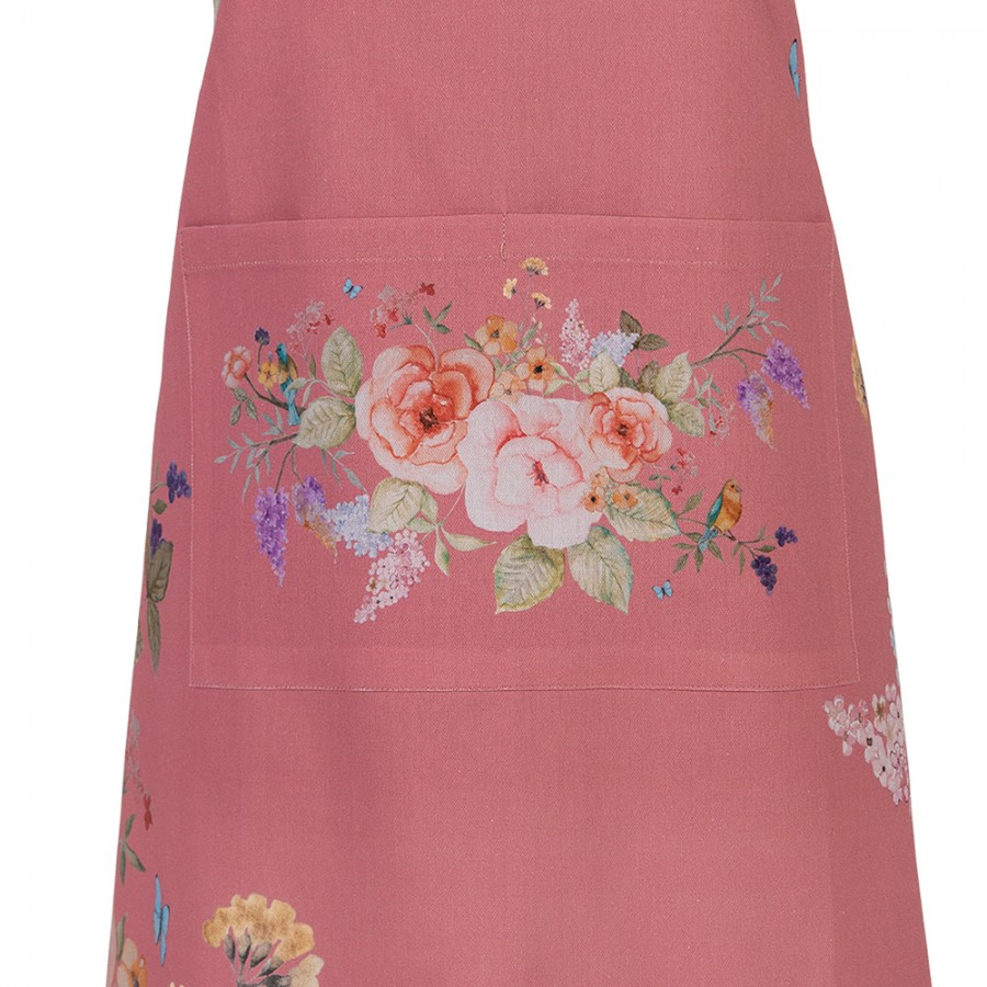 Keukenschort roze met bloemen