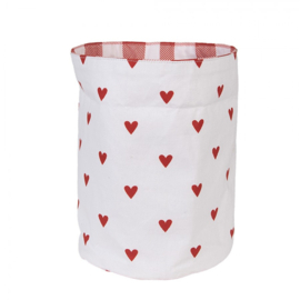 Rond broodmandje Love It hartjes rood/wit