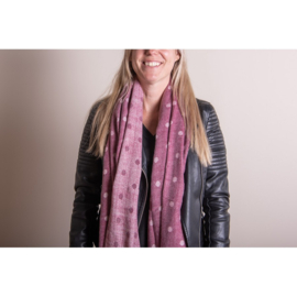 Dames wintersjaal fuchsia stippen