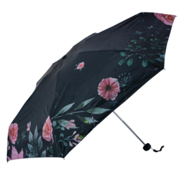 Paraplu bloemen zwart 95cm
