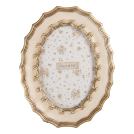Ovale fotolijst beige/goud 10*15
